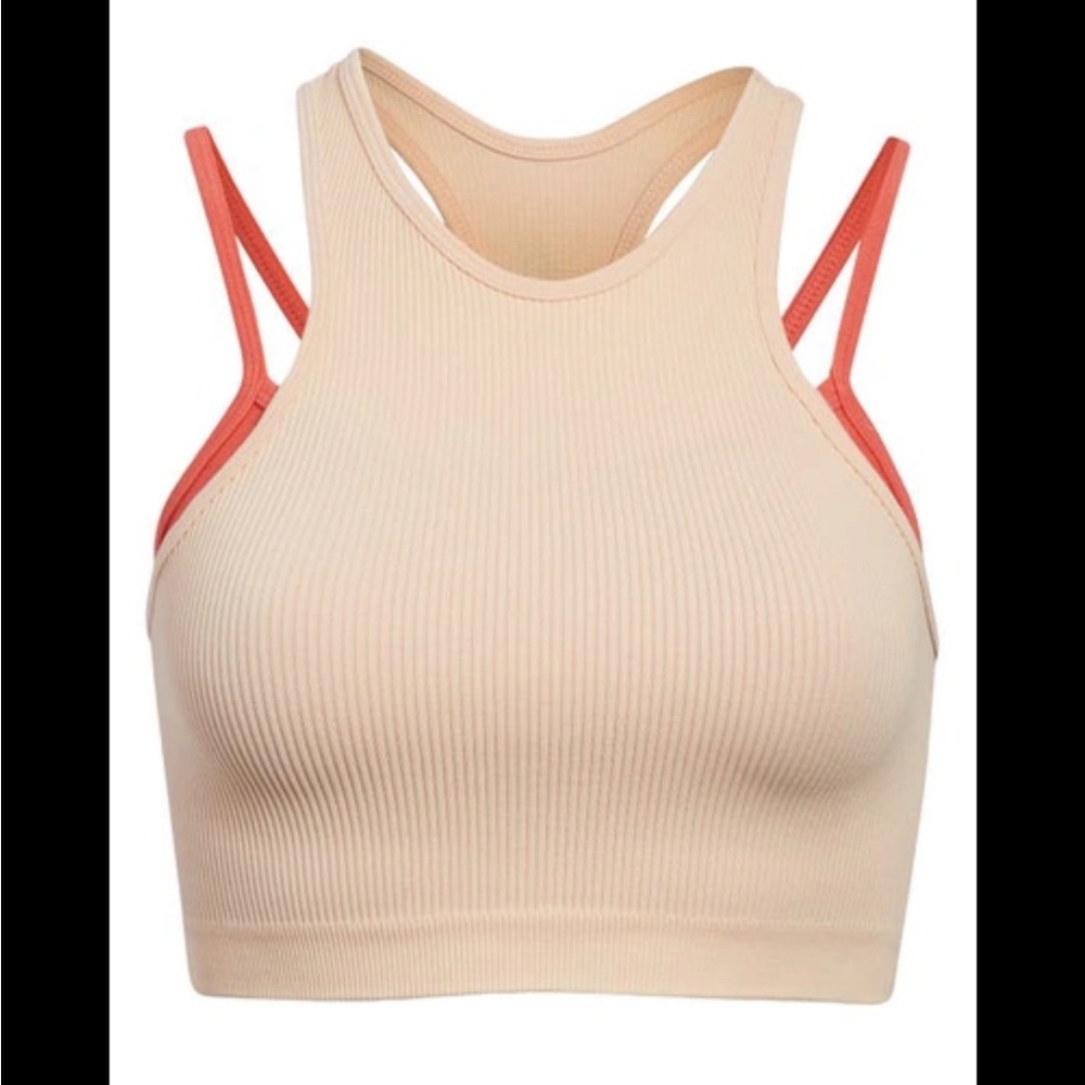 Free people movement double layer tank top in peaches and cayenne